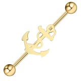 Piercing industriel 123 - Plaqué-or jaune ancre