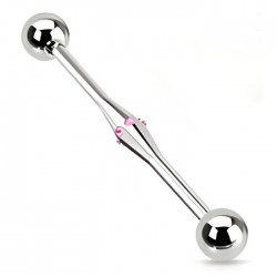 Piercing industriel 124 - Centre avec cristaux roses