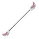Piercing industriel 127 - Ailes avec cristaux roses