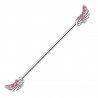 Piercing industriel 127 - Ailes avec cristaux roses