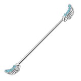Piercing industriel 127 - Ailes avec cristaux bleu-clair