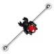 Piercing industriel 175 - Araignée noire gem rouge