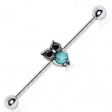 Piercing industriel 176 - Hibou avec turquoise