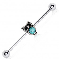 Piercing industriel 176 - Hibou avec turquoise