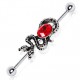 Piercing industriel 177 - Serpent strass rouge