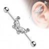 Piercing industriel 162 - Papillon cristal transparent