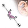 Piercing industriel 162 - Papillon cristal rose