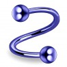 Piercing micro-spirale 40 - Plaqué-titane néon lilas boules