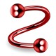 Piercing micro-spirale 40 - Plaqué-titane néon rouge boules