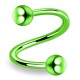 Piercing micro-spirale 40 - Plaqué-titane néon vert-pomme boules
