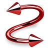 Piercing micro-spirale 41 - Plaqué-titane néon pointes rouges