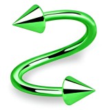 Piercing micro-spirale 41 - Plaqué-titane néon pointes vertes