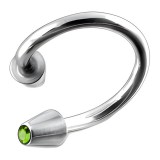 Piercing micro-spirale 42 - Cristal vert-pomme pointes