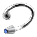 Piercing micro-spirale 42 - Cristal bleu pointes