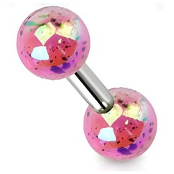 Cartilage hélix, tragus 158 - Perles tachetées roses