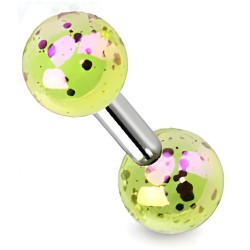 Cartilage hélix, tragus 158 - Perles tachetées jaunes