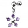Cartilage hélix, tragus 160 - Etoile pendante cristaux lilas