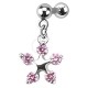 Cartilage hélix, tragus 160 - Etoile pendante cristaux roses