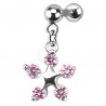 Cartilage hélix, tragus 160 - Etoile pendante cristaux roses