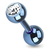 Cartilage hélix, tragus 162 - Plaqué-titane bleu boule cristal transparent