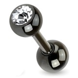 Cartilage hélix, tragus 162 - Plaqué-titane noir boule cristal transparent