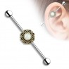 Piercing industriel 168 - Fleur centre opalite gold-ip