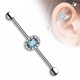 Piercing industriel 163 - Cristal ovale bleu-clair