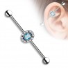 Piercing industriel 163 - Cristal ovale bleu-clair