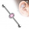 Piercing industriel 163 - Cristal ovale rose