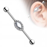 Piercing industriel 164 - Goutte transparente multiples cristaux