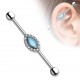 Piercing industriel 164 - Goutte bleu-clair multiples cristaux