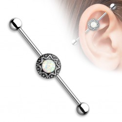 Piercing industriel 170 - Cercle soleil gris vintage opalite