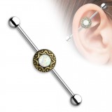 Piercing industriel 170 - Cercle soleil jaune vintage opalite