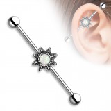 Piercing industriel 172 - Fleur vintage grise opalite