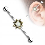 Piercing industriel 172 - Fleur vintage jaune opalite