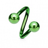 Piercing micro-spirale 07 - Plaqué-titane verte boules