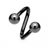 Piercing micro-spirale 07 - Plaqué-titane noire boules