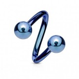 Piercing micro-spirale 07 - Plaqué-titane bleu boules