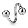 Piercing micro-spirale 12 - Boules cristal transparent