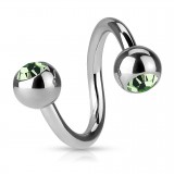 Piercing micro-spirale 12 - Boules cristal vert-pomme