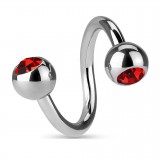 Piercing micro-spirale 12 - Boules cristal rouge