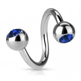 Piercing micro-spirale 12 - Boules cristal bleu