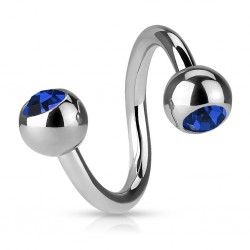 Piercing micro-spirale 12 - Boules cristal bleu