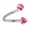 Piercing micro-spirale 20 - Acrylique pointes striées lilas et rouges