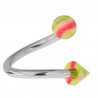 Piercing micro-spirale 20 - Acrylique pointes striées roses et vert-pomme