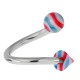 Piercing micro-spirale 20 - Acrylique pointes striées bleues et rouges