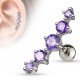 Cartilage hélix, tragus 172 - Cinq cristaux ronds lilas