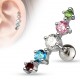 Cartilage hélix, tragus 172 - Cinq cristaux ronds multicolores