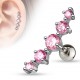 Cartilage hélix, tragus 172 - Cinq cristaux ronds roses