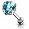 Cartilage hélix, tragus 173 - Cristal cœur bleu-clair